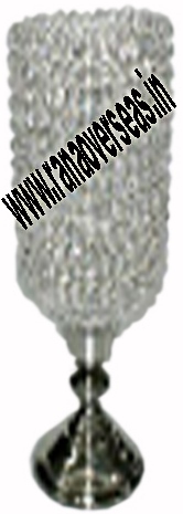 Crystal Flower Vase - Round Silver Crystal, Elegant Design for Decorative Purposes