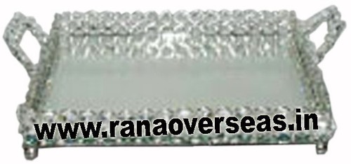 सिल्वर मिरर-ट्रे डब्ल्यू-क्रिस्टल