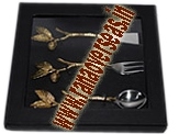 Silver And Golden Knife+Spoon+Fork Flower Designe