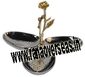 Silver And Golden 3 Hammered Nut Bowl With Leaf