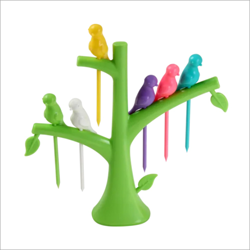 Fruit Fork 10 Pieces - Stainless Steel, Multi-Color, Size and Thickness as per Product, For Forking Fruits with Durable Metal Design