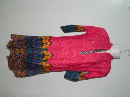 Rayon Kurti with sleeve pink base