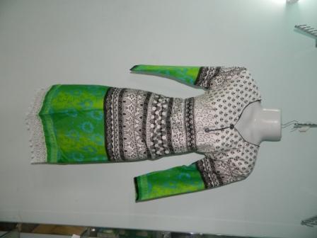 Cotton Kurti White Pink Based with sleeve