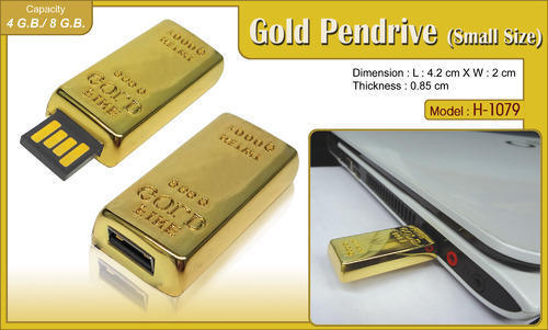 Gold USB Pen Drive - 4 GB Capacity, High Speed, Reliable Quality, Supports Multiple Operating Systems