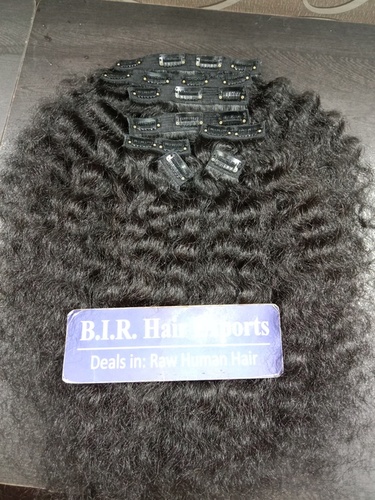 Curly Hair Extension - Human Hair, 558.8 cm Long, Black Color | 100% Indian Curly Style, Lightweight Design