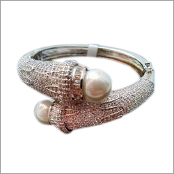 CZ Kada With White Pearl Jewelry