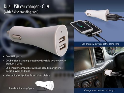 Dual USB Car Charger - Compact Design, Fast Charging Capability, Compatible with All Devices