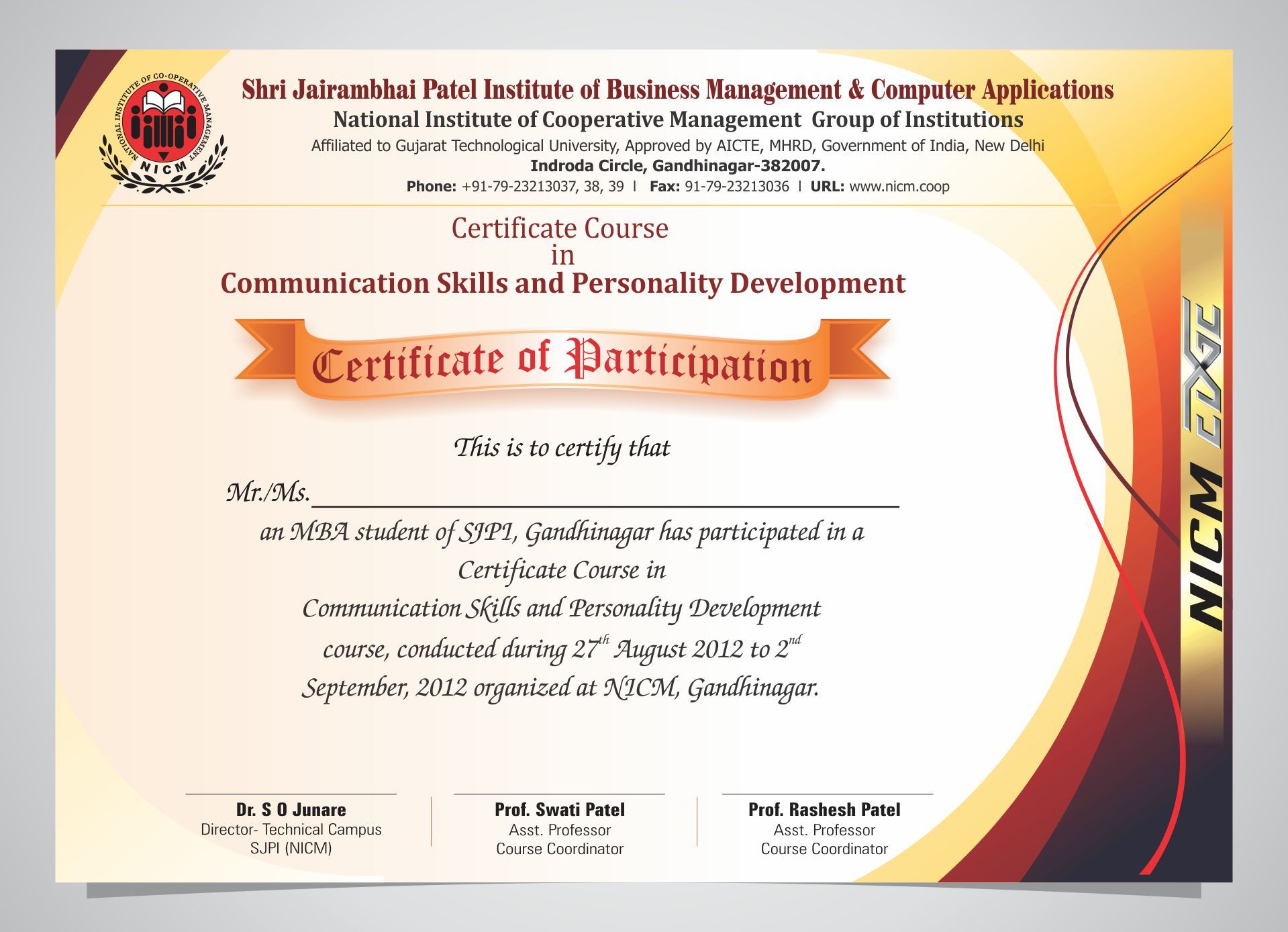 Certificate - Glossy A4 Paper | Blue Color, Achievement Proof, Customizable Text, Formal Recognition, High Quality, Professional Design, Full Color Printing, Envelope Packaging