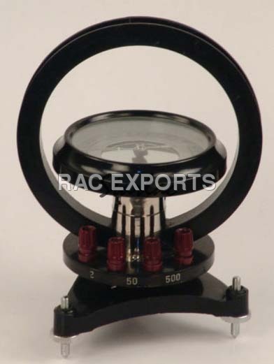 Tangent Galvanometer - Brass | 150mm Coil Diameter, 100 Coil Turns, 0-90 Degrees Scale, Aluminum Needle, Wooden Base, Durable and Corrosion Resistant