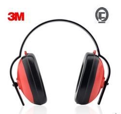 3M Ear Muffs - Fiber Material, Medium Size, Red and Black Color | Fully Dielectric, Durable, Lightweight, User-Friendly Design with Headband Support