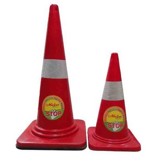 Orange Traffic Cones - Low Density Polyethylene, 90 x 110 x 17 MM, Orange and Grey | Bright Fluorescent Colors, Reflective Safety Stripes, Flexible Design