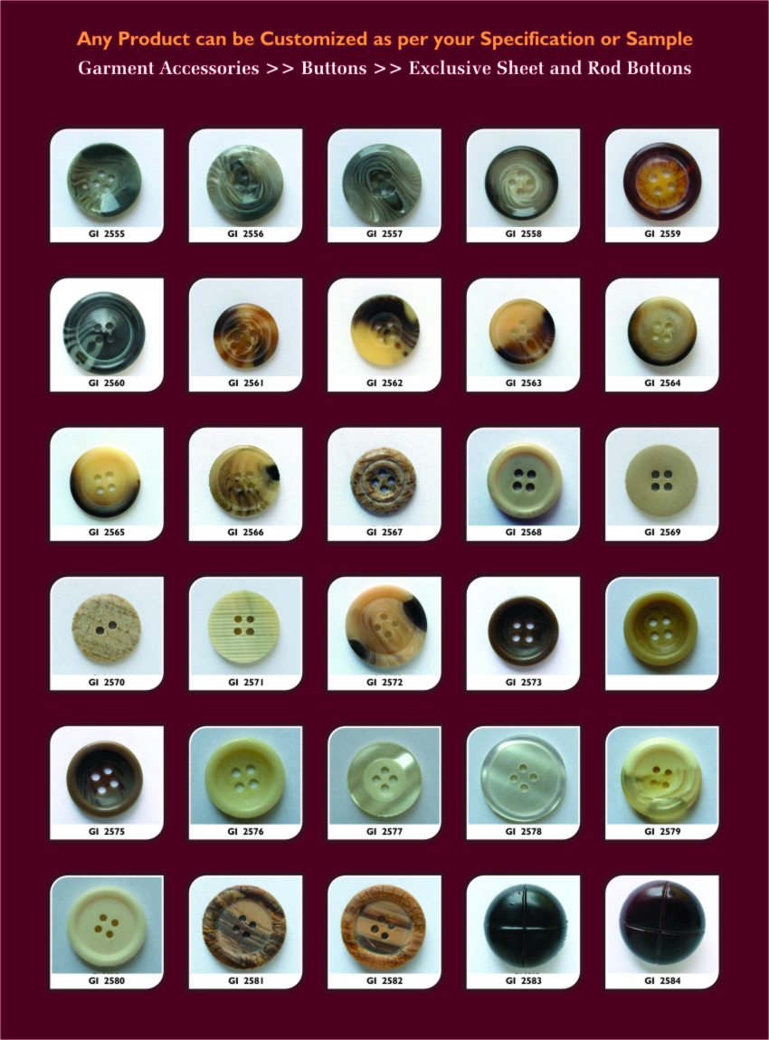 Polyster Exclusive Sheet And Rod Buttons