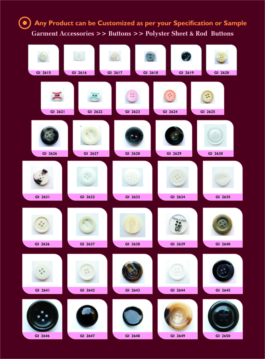 Polyster Exclusive Sheet And Rod Buttons