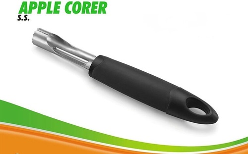 Black And Silver S S Apple Corer With Soft Grip Handdle