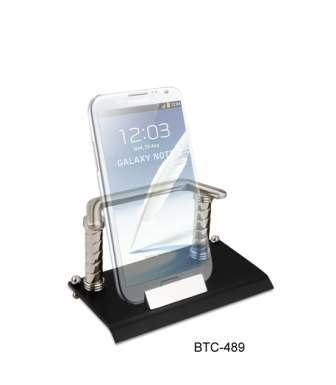 Mobile Holder - Metal and Plastic, 115 x 73 x 65 mm, Classy Silver Finish - Minimalistic Adjustable Design for Secure Mobile Device Support