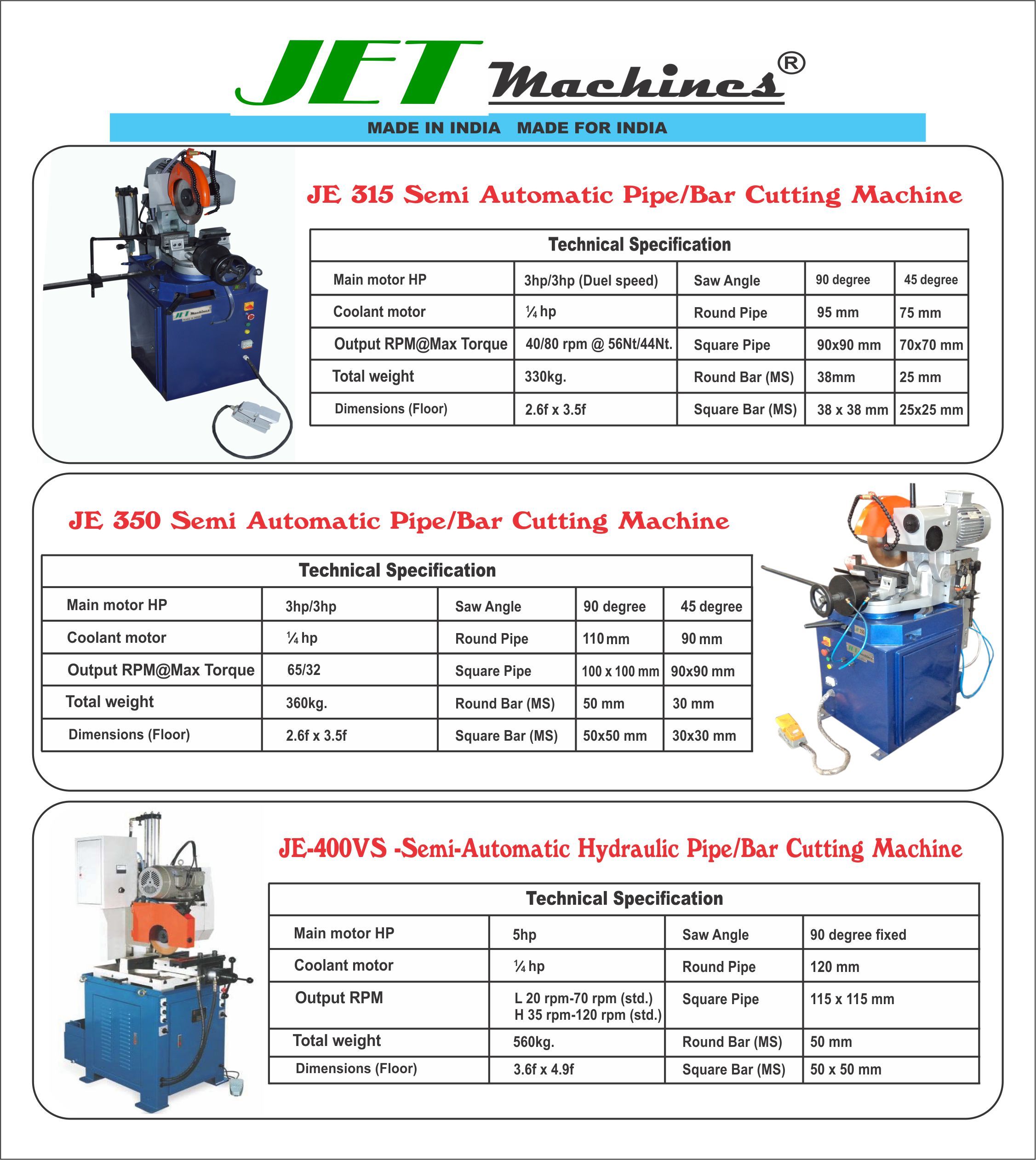 Blue Je400 Semi Automatic Pipe Sawing Machine