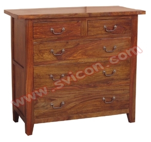 लकड़ी का 5 दराज चेस्ट (3+2) इनडोर फर्नीचर