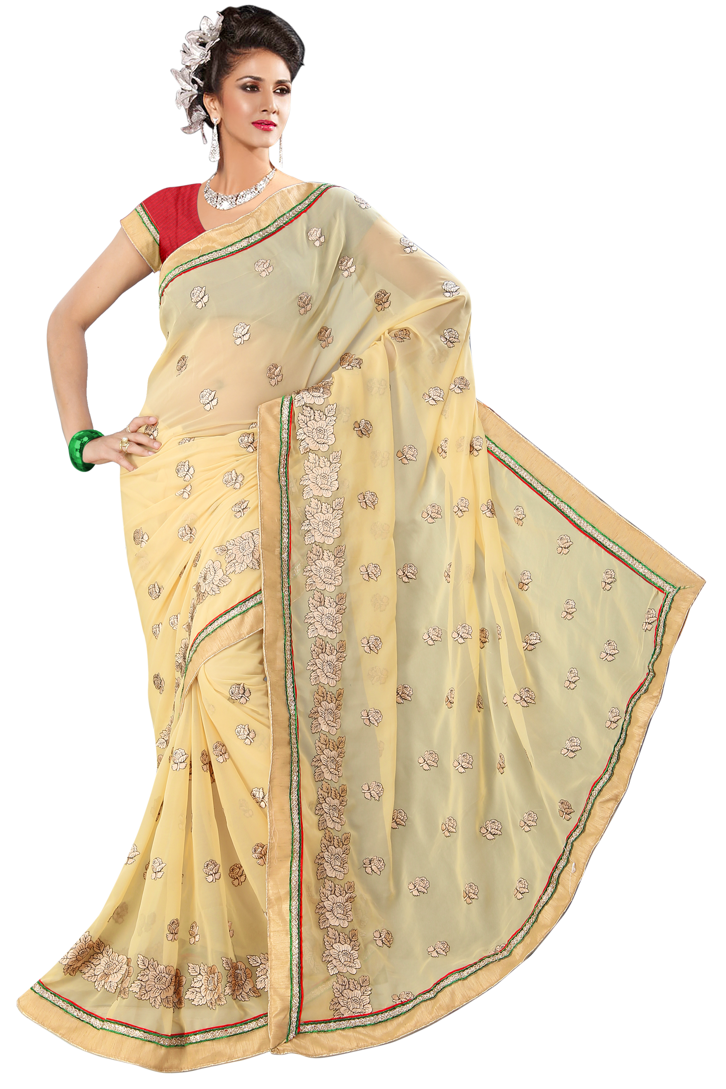 Embroidered Work Saree
