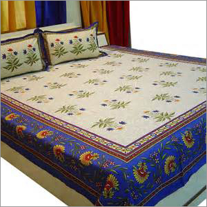 White Designer Printed Bedsheet