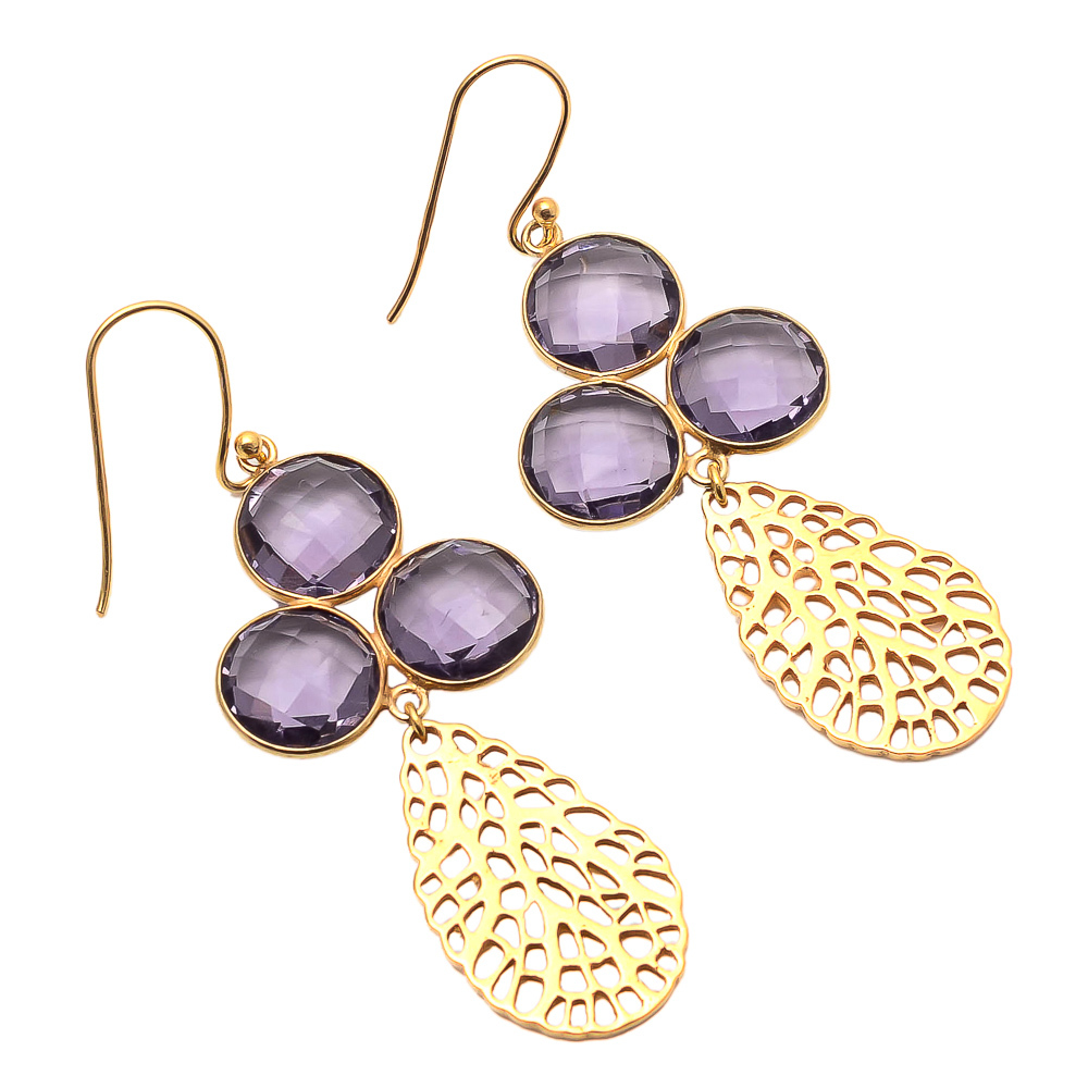 Round Amethyst Gemstone Fashion Earring