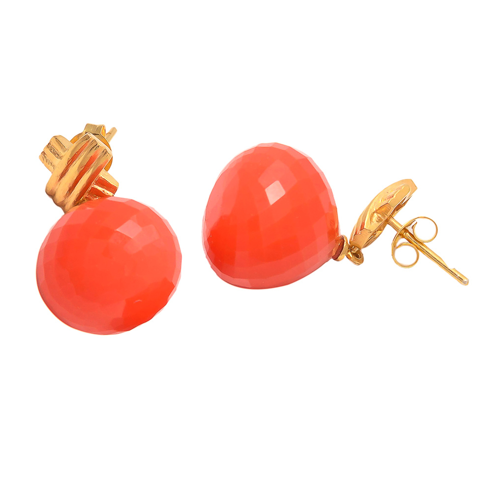 Pear Orange Chalcedony Fashion Earring