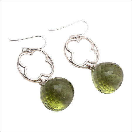 Pear Green Amethyst Gemstone New Design Earring