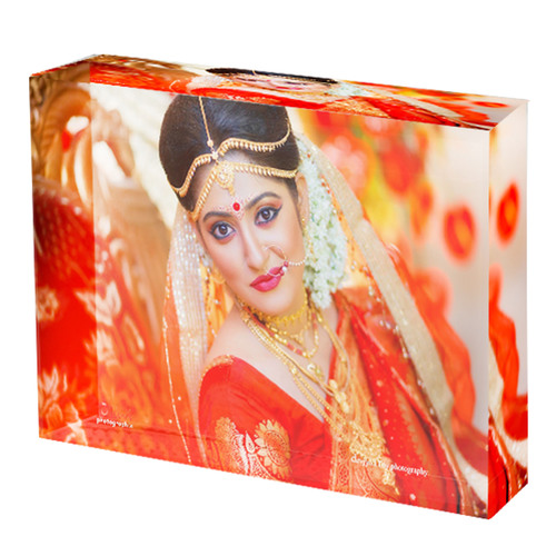 VBSJ-01 Sublimation Printed Photo Frame - Crystal Material, L80 x H60 x W20 mm Size, Transparent Finish for Personalization and Display