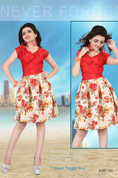 Designer Red And White Dress