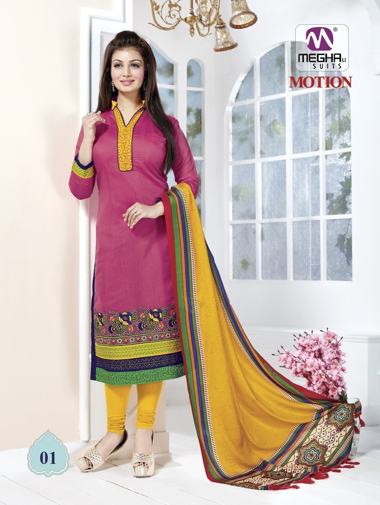 गुलाबी रंग आयशा टाकिया चंदेरी डिजाइनर दुपट्टे के साथ सूट