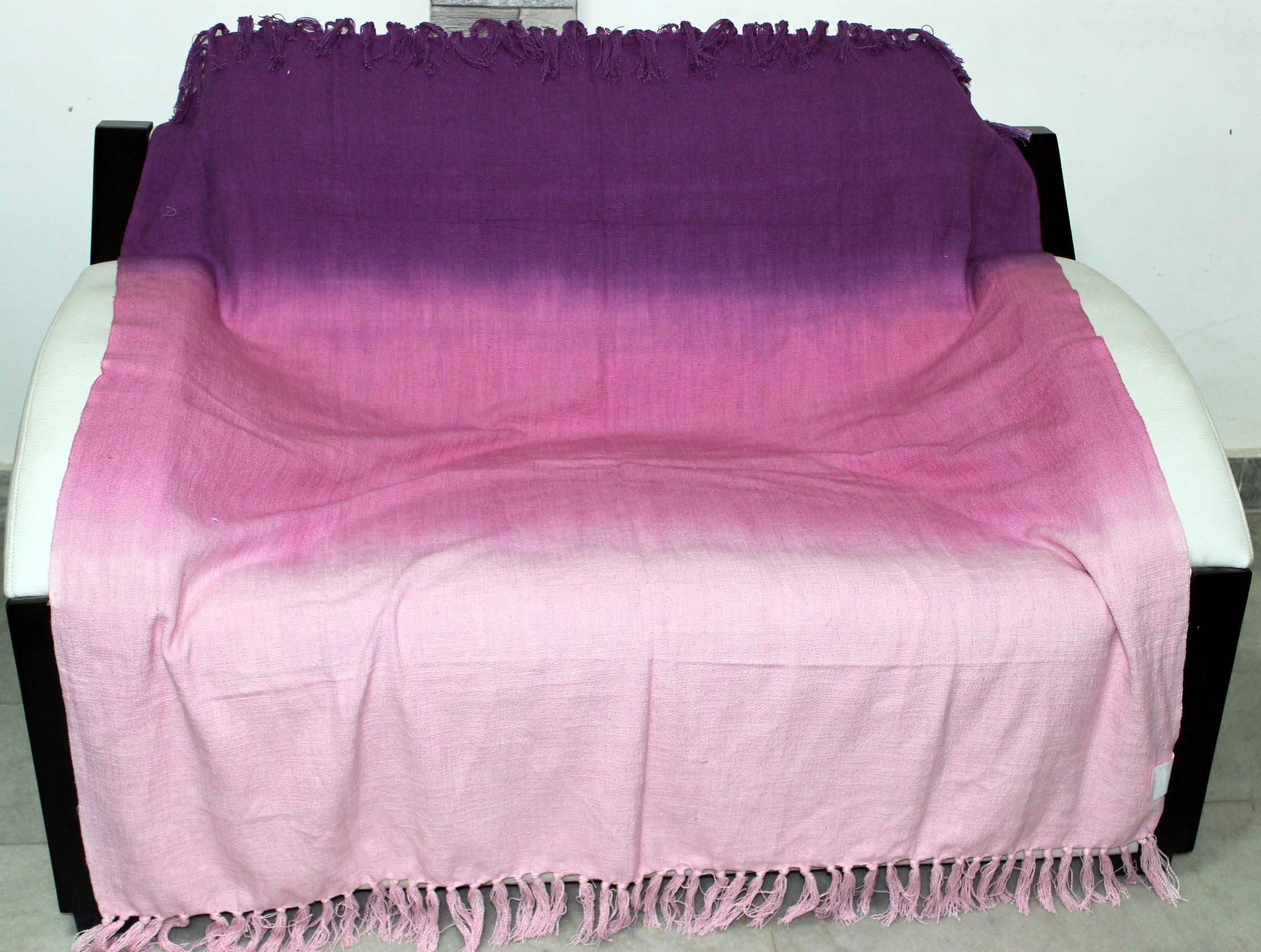 Ombre Shaded Effect Cotton Throw With Fringes