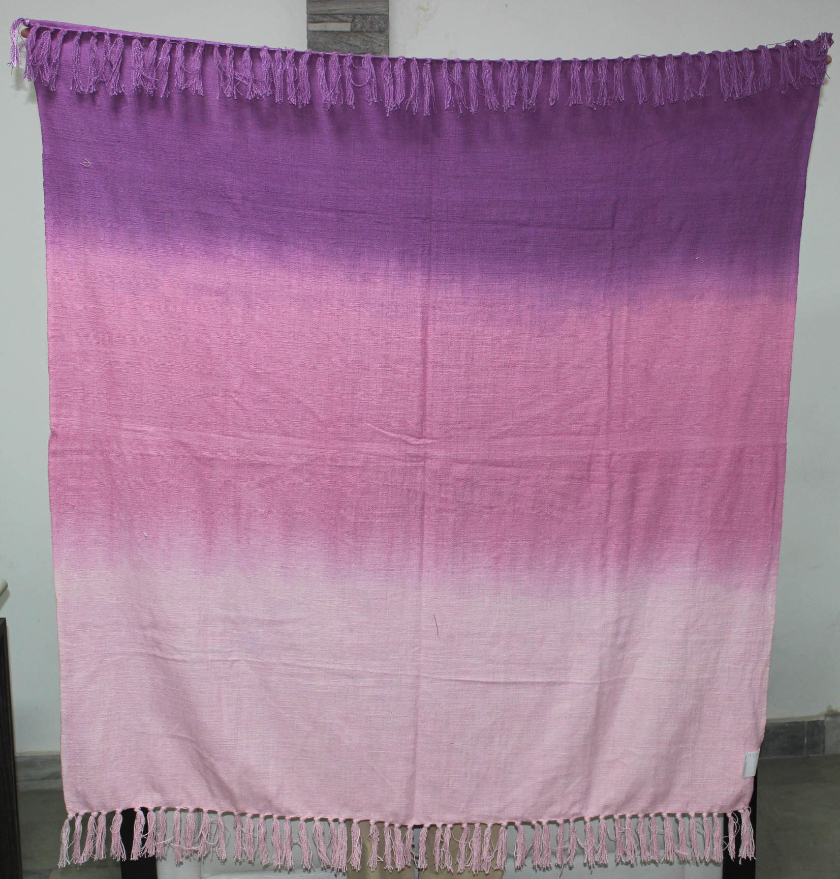 Ombre Shaded Effect Cotton Throw With Fringes