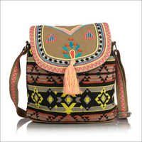 Embroidered Jacquard Sling Bag