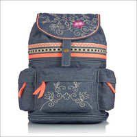 Embroidered Denim Backpack