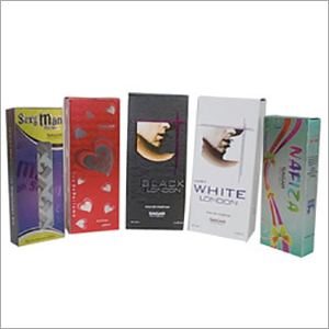 Perfume Packaging Boxes - Paper Material, Rectangular Shape, Colorful Designs | Glossy Lamination, UV Coating, Light Weight, Sturdy & Trendy