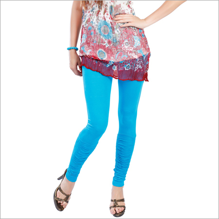 Ladies Plain Legging - Woolen Material, Available in Sizes S, M, L, XL, Sky Blue Color | Features Plain Pattern for Everyday Comfort