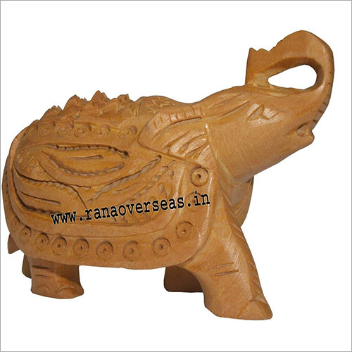 Polished Wje-1030 Wooden Full Carved Elephant 3 Inch
