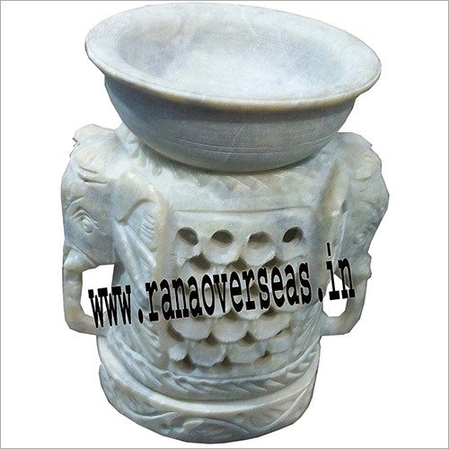 Stone Aroma Lamp - Soapstone, Unique Accent Design | Antique Imitation, Hand-Craved & Painted, Ideal for Home and Outdoor Decoration