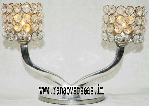 Diamond Candle Holders - Silver Round Design | Exquisite Diamond Finish, Elegant T-Light Utility