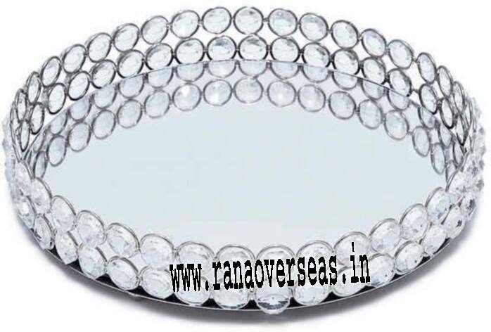 Diamond Tray - Silver Diamond, Round Shape | Elegant Decorative Fruits Tray for Kitchens, Restaurants, and Homes