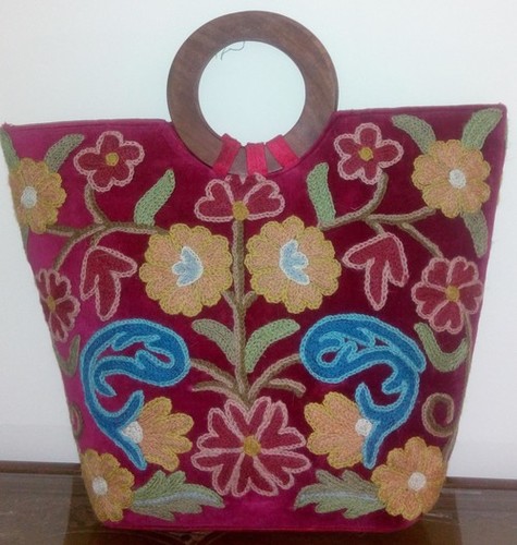 Designer Handbag with Thread Work on Velvet