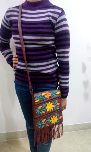 Double fold leather Sling Bag 
