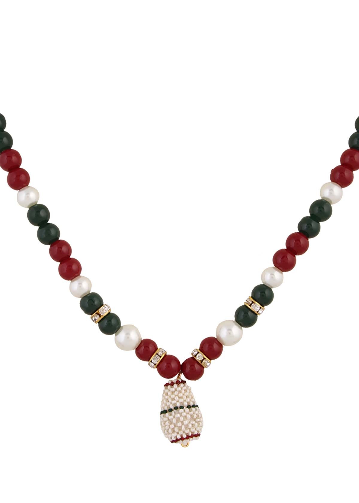 Diva Red Green Beads Necklace Set 125