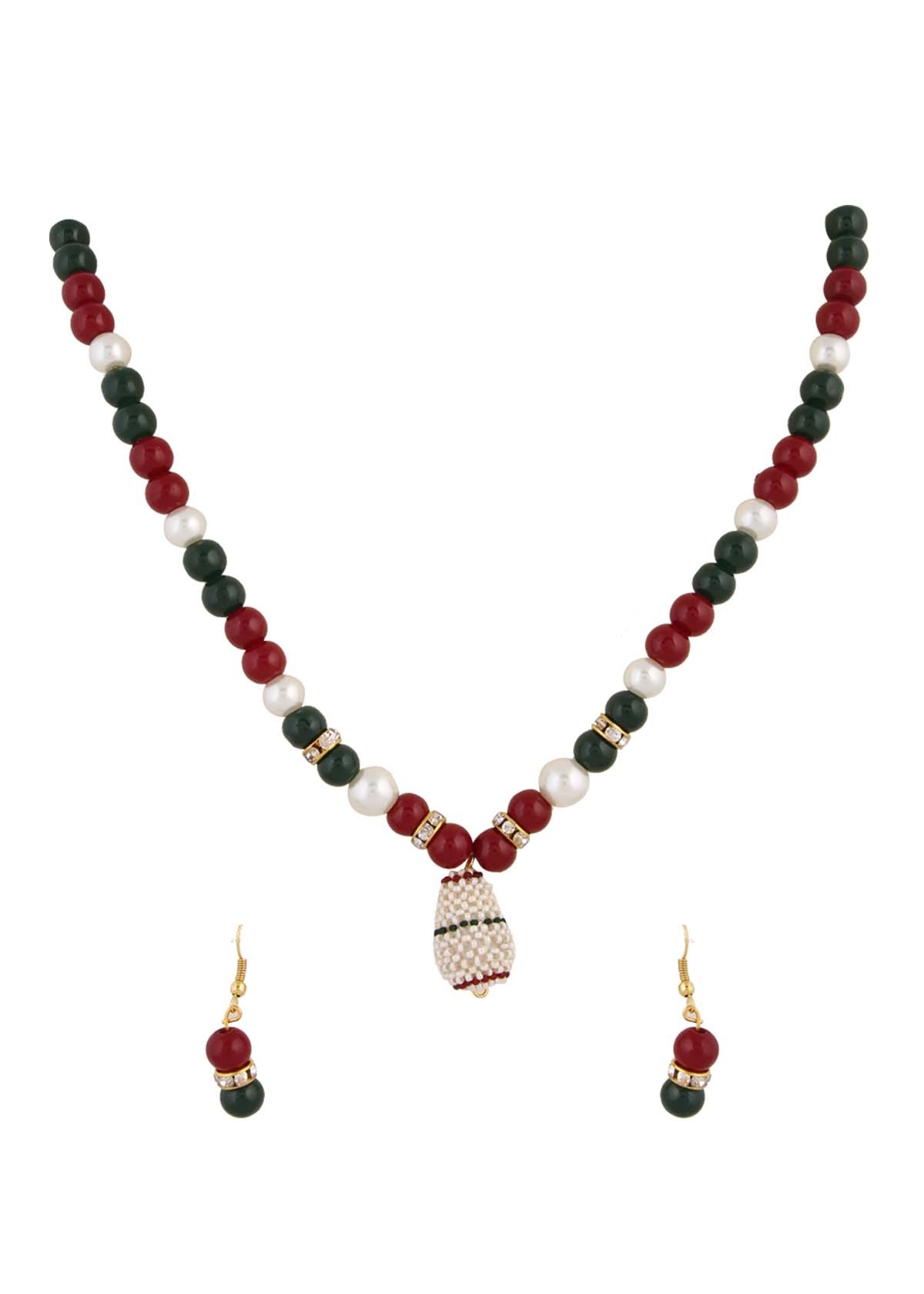 Diva Red Green Beads Necklace Set 125