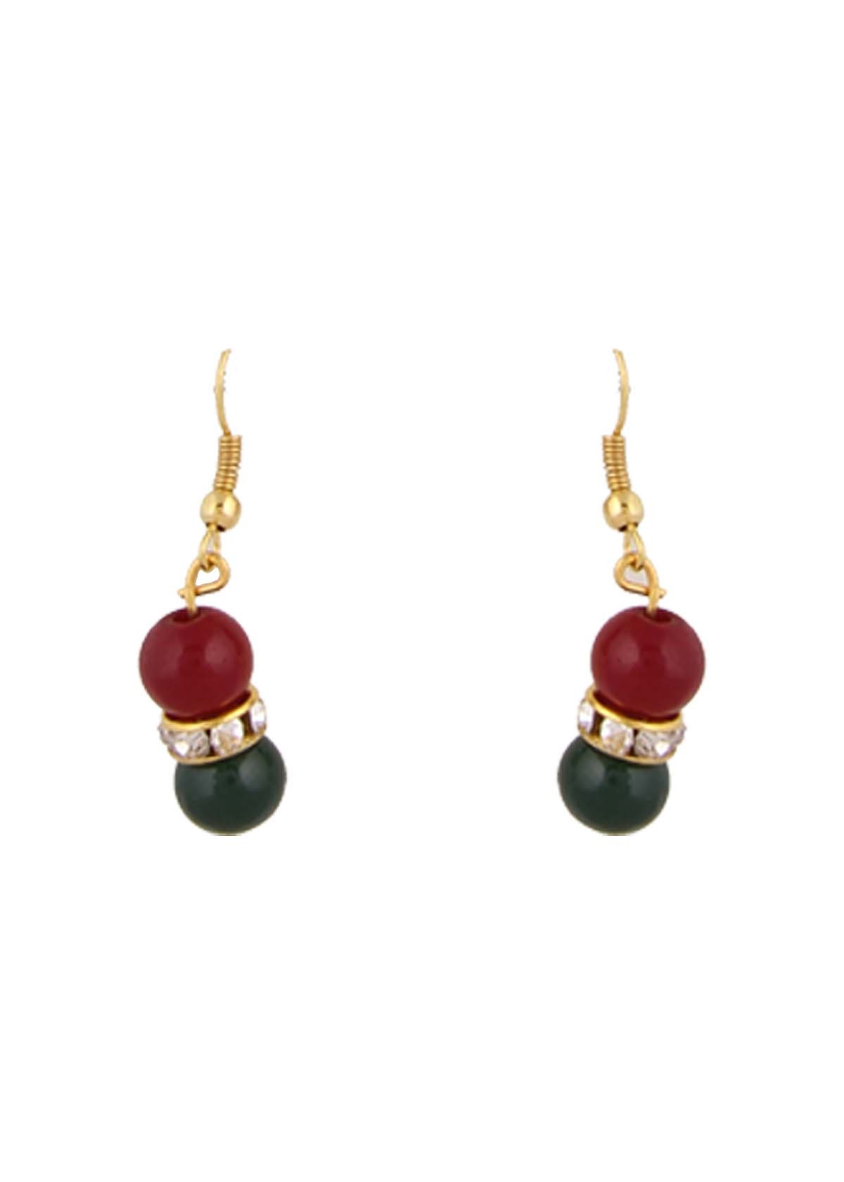 Diva Red Green Beads Necklace Set 125