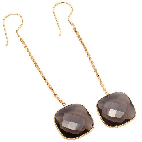 Cushion Smoky Topaz Gemstone Fashion Earring