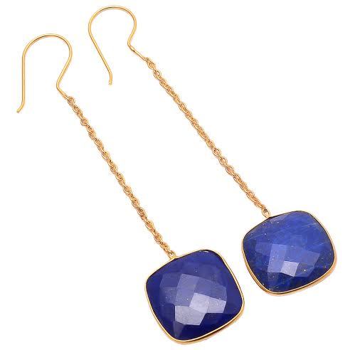 Cushion Lapis Lazuli Gemstone Designer Earring