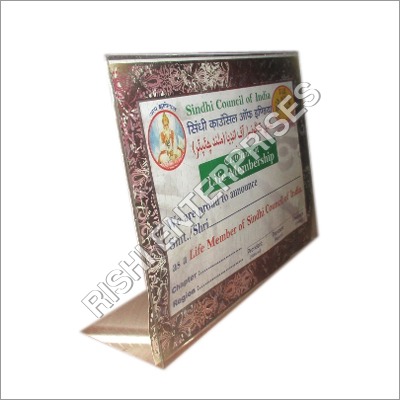 अक्रिलिक प्रमाणपत्र स्टैंड L प्रकार के फ्रेम