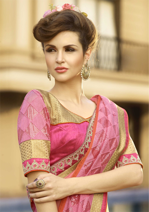 Chiffon Raw Silk Saree