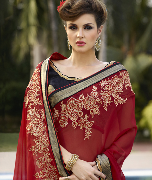 Georgette Zari Work Saree