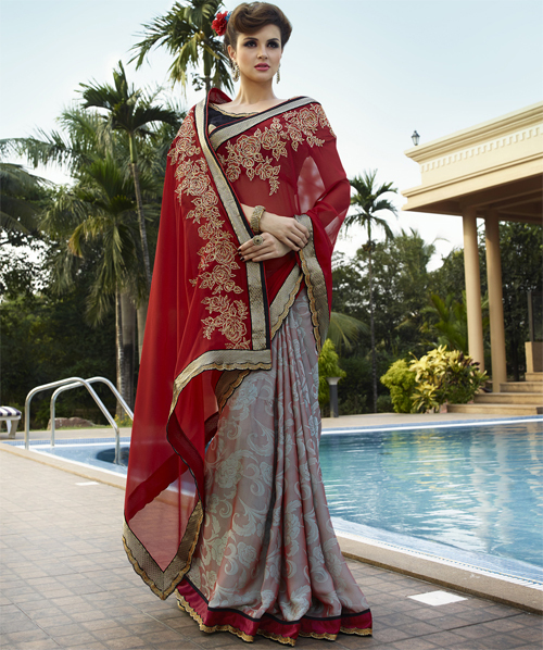 Georgette Zari Work Saree